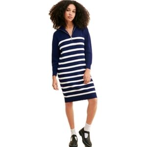 Anthropologie Callahan Cara Striped Blue & White Pullover Sweater Dress Size: M